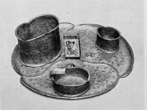 A Beaten Copper Smoker's Set