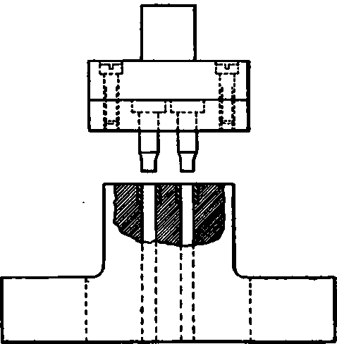 Piercing Die for Two Holes in Flatiron Top.