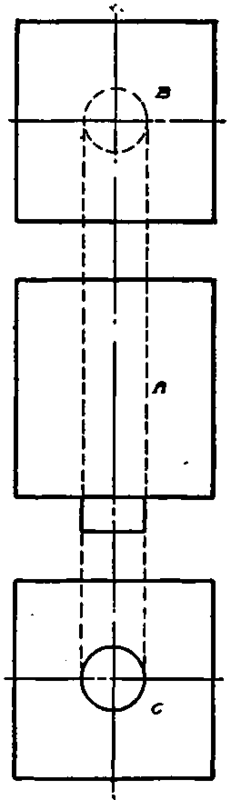 Projections of Square Bar with Cylindrical Portion.