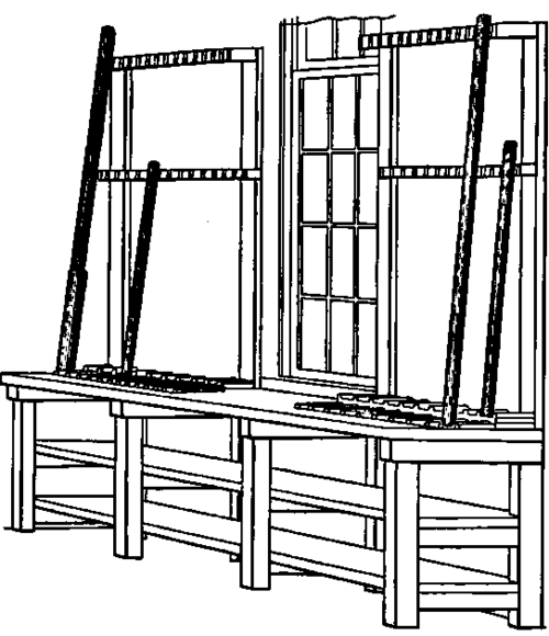 Bench, with Rack for Long Arbors, Boring Bars, etc.