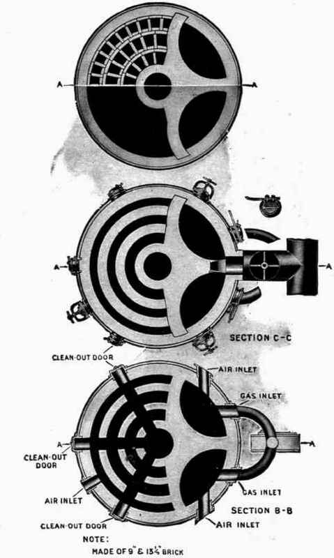 Fig. 8a.   Hot Blast Stove (Horizontal Sections).