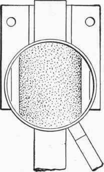 Fig. 34.   Metal Under a Magnifying Glass. Imaginative view of a shaft showing microscopic roughness that causes friction.