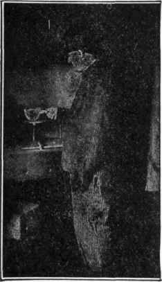 Fig. 67. One Step in the Analysis of Iron. The iron is carefully weighed and then dissolved in acid over a lamp.