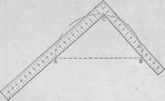Fig. 148.   To Describe a Semicircle with a Steel Square.