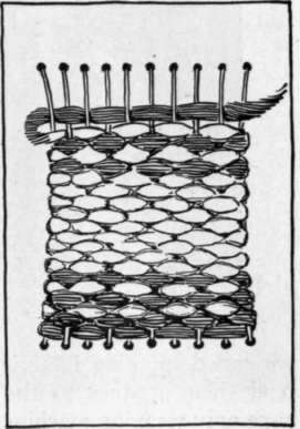 Fig. 39.   A small loom made from a box cover.