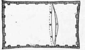 Fig. 83.   The porch cushion, showing the blanket stitch in block pattern, and the opening near one end.