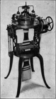Fig. 99.   The knitting machine. Caps, stockings, and underwear are made on similar machines.