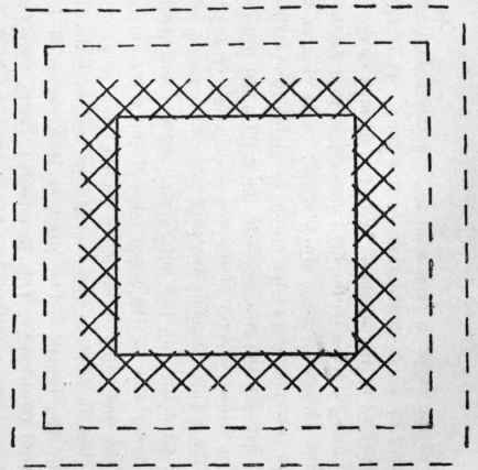 Fig 59 Flannel patch finished, showing upper or right side.