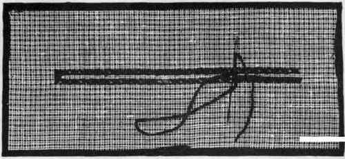 Fig. 9.   Buttonhole overcast twice with worsted (buttonhole stitch commenced).
