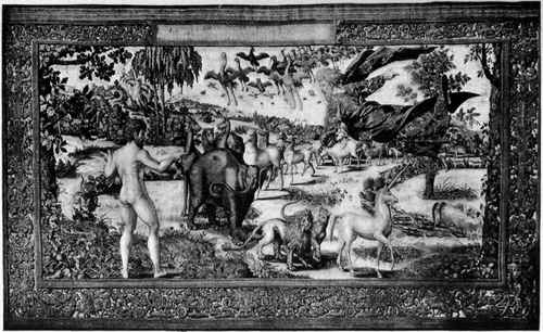 Plate no. 19. Adam naming the animals in the Garden of Eden.