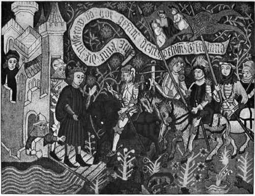 Plate no. 313. Joan of Arc Entering Chinon, a German Gothic tapestry in the Orleans Museum.