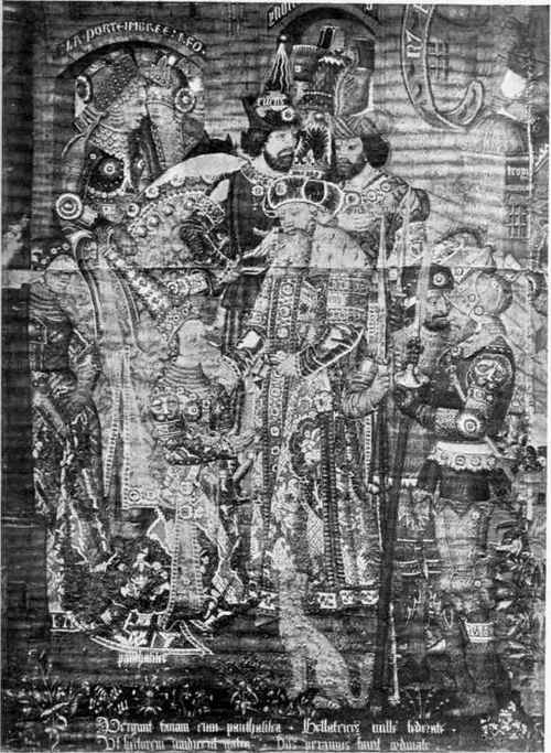 Plate no. 59. The Siege of Troy, a Gothic tapestry in the Victoria and Albert Museum.