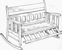 A Settee Rocker with a Front Attachment to Make It into a Cradle When Desired