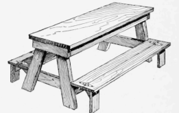 Bench, or Table, with a Seat on Each Side That can Be Folded for Carrying Purposes
