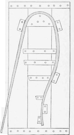 The Design of the Snowshoe is Traced on a Board, and Blocks are Used to Shape the Frame or Bow