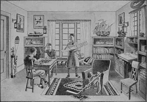 A real boy's room   one where he can have all of his treasured possessions and where he can entertain his companions. A room as carefully planned as this can be kept looking neat with little effort.