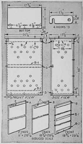 Assembly drawing of the laundry case and details of the construction of front, back, and sides.