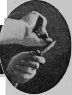 Fig. 10 (below). The thumb nail method of testing sharpness.