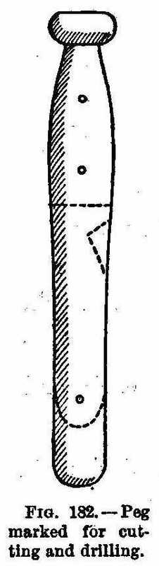 Peg marked for cutting and drilling