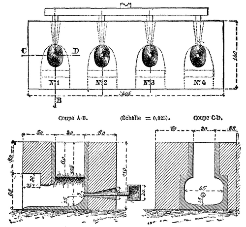 FIG 2.  FOUR CRUCIBLE FURNACE; (PLAN).