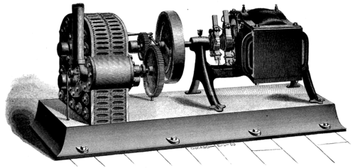 Fig. 1. THE HARRINGTON ROTARY ENGINE COUPLED TO A DYNAMO.