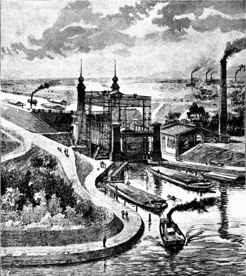 THE LOCK OF THE DORTMUND EMS CANAL AT HENRICHENBURG.