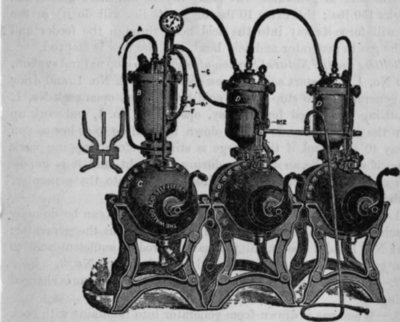 Fig. 215.   The Waldo Acid Feeder as Applied to old Generator, with Sectional View of Same