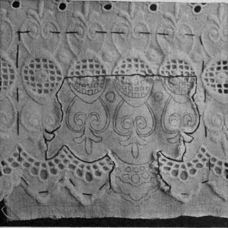 Fig. 3. Trace the pattern of the embroidery, by means of carbon paper, on the new material, ready for embroidering in silk or cotton, as may be required.
