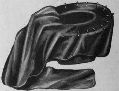 Fig. 4. Fitting the velvet all round inside of brim