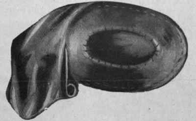 Fig. 8. Cut the velvet 3/4 of an inch beyond edge of brim, and sew back on to outside of coronet