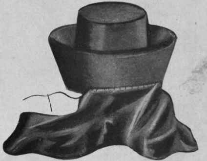 Fig. 9. One selvedge of the velvet sewn to edge of coronet, the wrong side of material being towards the worker