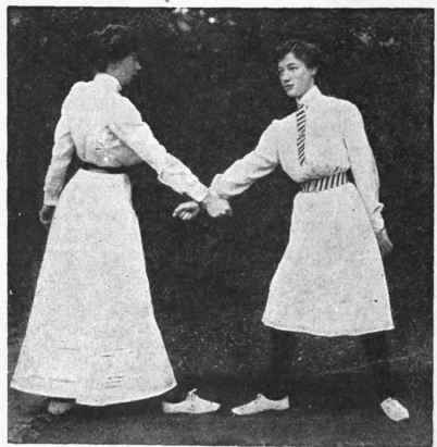 Fig. I. Clench the hands and cross on the inside of the wrists