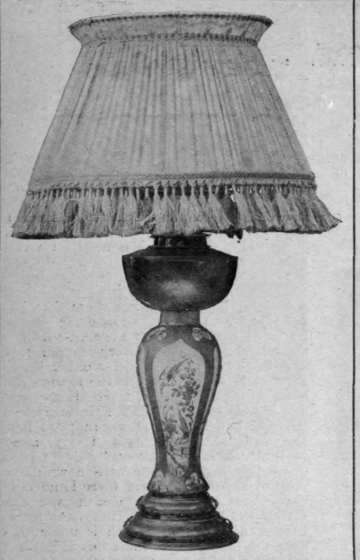 A Crown porcelain vase, ingeniously converted into a beautiful oil lamp by the workers of the Duchess of Sutherland's Cripples' Guild, Ltd.