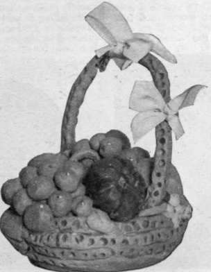 A basket of fruit in plasticine