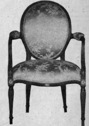 A comfortable chair of the Heppelwhite design, particularly useful as an occasional chair or for sitting in when doing needlework Messrs. Bartholomew & Fletcher