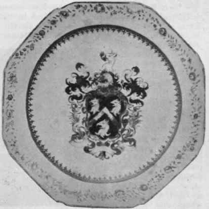 A plate bearing the arms of the Skinner family in Armorial Lowestoft china