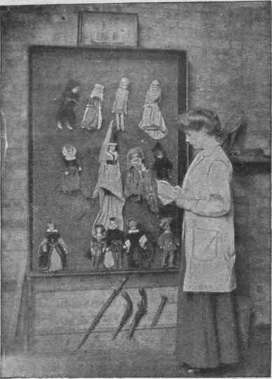 A valuable aid to students engaged in historical painting or illustrating is the museum of dolls dressed in correct historical costumes, to which each girl student may'