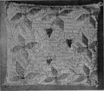 Fig. 2. A cushion cover worked in raffia. Plaited strands of raffia form the finish to the edge