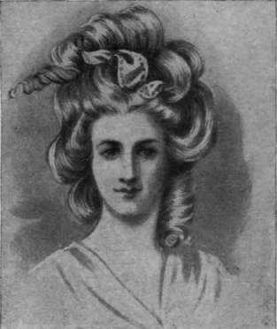 Fig. 5. Reynolds's portrait of Lady Elizabeth Compton shows a long sea shell spiral curve surmounting a symmetrically built up head, with a looped tress and side curl as background for the graceful
