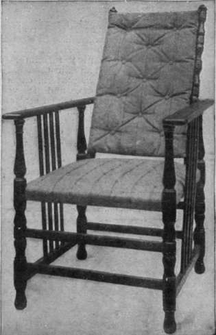 Oak chair, with adjustable back, copied from a Stuart model