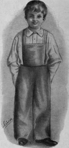 An overall cut on the lines of an engineer's working suit will be worn by a boy when a girlish pinafore would be scorned