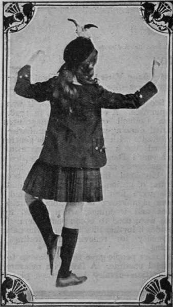 Fig. 3. The first Fling step, turning, showing the dancer's position when doing so. Both hands are now raised
