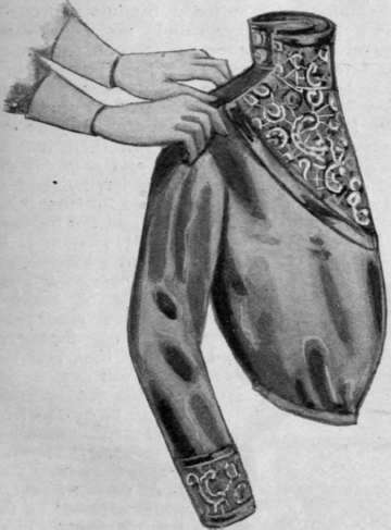Fig. 5. Fold down centre front, lay the sides smoothly to the centre, thus bringing the sleeves right side out