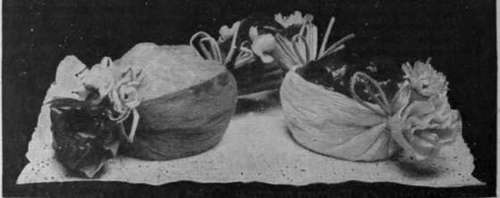 Ices of contrasting colours can be served in pretty paper cases in various light shades to harmonise with the ices