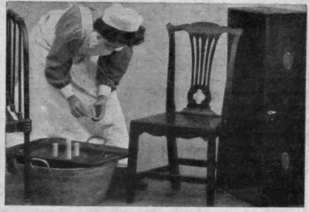 Lighting sulphur candles for the disinfection of a room