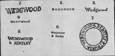Marks found upon Wedgwood pottery and china. The word