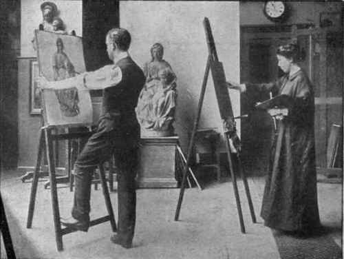 Students in the Lower School drawing and painting from a cast. The collection of casts from the antique in the Royal Academy Schools is probably the finest in existence
