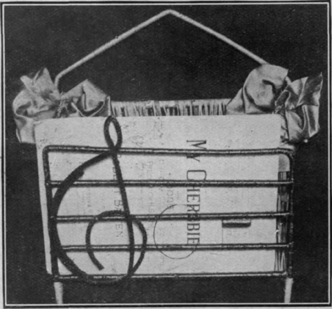 A music holder of original and effective design, which is both easy and inexpensive to make and well adapted to its purpose