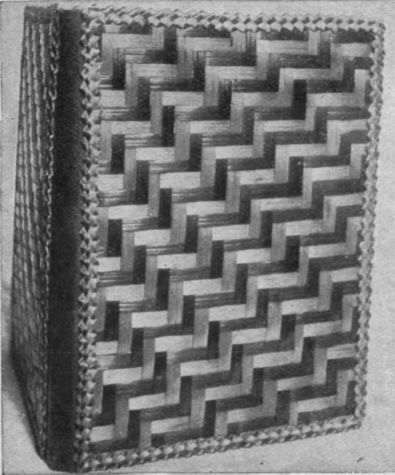 A pretty design for a blotter in coloured straw plaiting, with an edging of the same