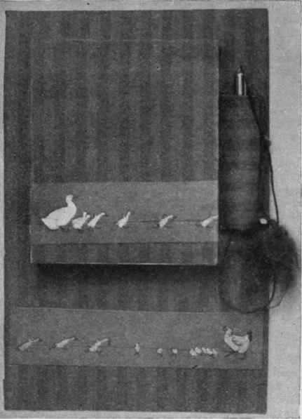 A tablet covered with wallpaper of the pattern shown would accord well with a dining room, library, or hall. Taste will dictate in each case the use of a suitable paper